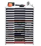 ikeem A4/B4超浅型書類棚 10段/16段用紙整理棚 ファイルラック ヨコ型/横置き a4/b4レターケース 卓上整理整頓 書類トレー インテリア アイデア 机上 机の上 書類分類 積み重ね対応 組立簡単 スタッキングシェルフ 大容量 頑丈 シンプルでおしゃれ 白/ホワイト(B4横型16段)