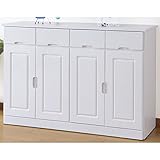 天然木カウンターワゴン 4枚扉 ホワイト