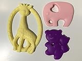 Teething toys, set of 3, giraffe,elephant,bear teethers odorless tasteless silicone [並行輸入品]