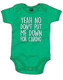 (うん、いや私に有酸素運動をさせないで。) Yeah No Don't Put Me Down For Cardio, プリント　ベビースーツ - グリーン/白 12-18 ヶ月