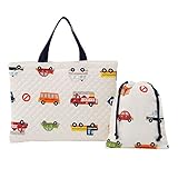 キルティング レッスンバッグ 巾着袋つき くるまパーク ホワイト