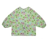 【SEBLES】 ベビー キッズ キャラクター キュート スモック エプロン 防水 幼稚園 0歳 ～ 3歳 全6色 サイズ M L XL クロスセット (グリーン,XL)