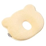 Seacan ベビー枕 赤ちゃん枕 絶壁防止 頭の形を守る 汗とり 快眠 寝ハゲ対策 低反発ピロー 通気まくら 洗える ベビーの肌に優しい 小熊型 　 (イエロー)