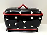 ブラックレッドポルカドットコレクションハンドペイントBreadbox /トーストJar , 86575 by ACK