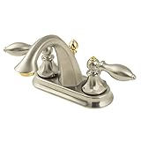 Pfister lf-048-epbk Catalina 2-handle 4インチCentersetバスルーム蛇口でブラッシュニッケル＆光沢仕上げ真鍮、1.2 GPM