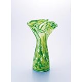 フリル花器 津軽びいどろ工房 花器グリーン グリーン F-77340