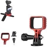 LINGHUANG DJI OSMO POCKET3用拡張マウント 三脚マウントアダプター＆ 1/4インチネジ穴付き 取り付けたまま充電可能 OSMO Pocket 3 フレーム 固定用ブラケットdji pocket 3アクセサリー対応 (赤)