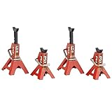 Chanmoo 1/10ジャックスタンド メタル 6トン 3トン ラジコンカー シミュレーション ジャッキスタンド リフティング Axial SCX10 レイス Traxxas TRX-4 Tamiya D90 RC4WD CC01 1/10 RCクローラートラック用 (レッド)