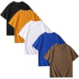 [NCFBAG] インナーシャツ ５枚組 肌着 メンズ tシャツ 綿100% 無地 スポーツ シャツ 下着 ゆったり 防菌防臭 吸汗速乾 快適 柔らかい 男女兼用 春夏秋冬 (M, ミックスカラー（ブラック+ホワイト+コーヒー色+ダークブルー+イエロー）)