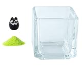 花市場直送便 ミニチュアガラス おばけねこ & カラーサンド ライトグリーン & 植え込み用グラス ニューブロックS