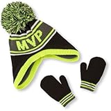 THE CHILDREN'S PLACE(ザ・チルドレンズプレイス) ストライプグラフィックポンポンハット&ミトンセット 小物 12～24ヶ月【並行輸入】