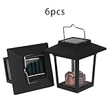 Small Hanging Candle Lanternsのセット6素朴な装飾、Solar Powered Lanternホルダーwith LEDランプキャンドルリアルなフェイクタトゥーのハロウィンク