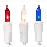 Patrioticレッド、ホワイト、ブルーライトset-white cord-35電球( 12フィート)