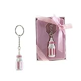 Lunaura Baby Keepsake - Set of 12 "Girl" Baby Bottle with Crystals Key Chain Favors - Pink by Lunaur