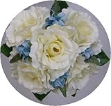 トス用ブーケ〔アートフラワー（造花）〕ホワイトローズ&ブルースター ウエディングブーケ