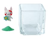 花市場直送便 ミニチュアガラス ウサギお花 & カラーサンド グリーン & 植え込み用グラス ニューブロックS