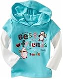 GAP（ギャップ）baby GAP フード付 2in1 長袖　Tシャツ (ライトブルー×ホワイト）【月齢：1歳～1歳半】 (12-18M（1歳～1歳半）)