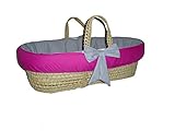 Baby Doll Bedding Reversible Moses Basket Bedding Set, Hot Pink/Grey by BabyDoll Bedding
