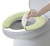 サンコー ずれない さらっとタイプ トイレ 便座カバー 便座シート 6mm グリーン【日本製 消臭 洗える】おくだけ吸着 KN-57