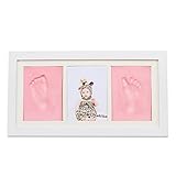 フォトフレームクラシックの幼児の幼児の赤ん坊の男の子/女の子手形またはフットプリントフレーム記念品ギフト (ピンク)