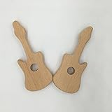 Amyster 2pcs DIY Pendent Hand Cut Wooden Guitar Eco-friendly Wooden Baby Teether Natural Beech Woode