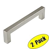 KESキャビネットプルハンドルすべてメタル穴センターsus304ステンレス鋼、つや消し仕上げ 128 MM-Square ブラウン HHP203S128-2-P2