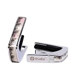 Thalia Guitar Capo - デラックスシリーズ(ユニバーサルオクターブタッチフレットパッド2個付き新モデル)クロム-ホワイトパールウェーブ