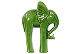 Urban Trends Collection 10628 Ceramic Standing Elephant With Long Legs Figurine, Gloss Yellow Green