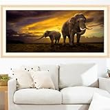 5D Diamond Painting Elephant Dawn Landscape Cross Stitch DIY Home Wall Decor