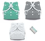 Thirsties Duo Wrap Snaps Diaper Covers Combo: Fin, Moss Green, White Sz 1 by Thirsties