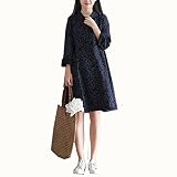 マタニティ ワンピース　妊婦ワンピース　ゆったり 　シンプル　無地 オシャレ　心地よい　肌に優しい材質 綿麻素材ワンピース (XL, ネービー)