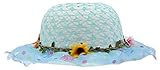 C-Princessかわいい 子供 サンバイザー ビーチハット つば広ハット 赤ちゃんキャップ キッズ 帽子 レース 花飾り 女の子 女児 日焼け防止 (2ブルー)