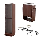 【福袋】【地球家具】フィギュアラック「レギュラー」新シリーズセット 幅55cm 奥行29cm 【正規品】[鍵付きコレクションケース] [耐震]（開き戸 ハイタイプ本体+上置きハイタイプ+LED） ブラウン