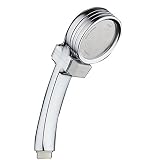 HEALTOP シャワーヘッド 節水ストップボタン付き 極細ストレート水流 国際汎用基準G1/2 クロムメッキ シャワー穴0.3mm お風呂 バス用品 (方形のボタン, シルバー)