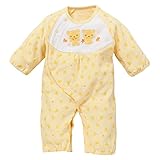 西松屋 EFD パイル長袖コンビドレス（ウサギ/クマ/ゾウ）【新生児50-60cm】 新生児 イエロー
