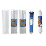 交換用フィルターキット Proline Plus RO 浄水システム用 - 1年供給 5枚 互換性のあるフィルターには逆浸透膜、カーボンブロックフィルター、堆積物フィルター、GACカートリッジが含まれます。