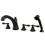 Kingston Brass KS43255AL Metropolitan Roman Tub Filler with Hand Shower with Metal lever handle, Oil