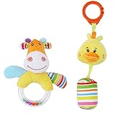 【Ani Mam Kids】 ベビーキッズ 音が鳴る 動物 アニマル人形 ベビー知育 ふりふり フワフワ おもちゃ ２点セット (ウシ＆ヒヨコ)