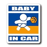 わーるどくらふと BABY IN CAR ステッカー （あお） バスケ・バスケットボールバージョン　ベビー・赤ちゃんが車に乗っています