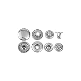 WUTA ジャンパーホック シルバーメタルボタン 10セット バネホック レザークラフト 工具（15mm;ニッケル）