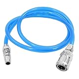 uxcell 空気圧縮機チューブホース　PUメタル製シルバートーンクリアブルー　クイックコネクタヘッド　エアコンプレッサー用アクセサリ