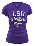 NCAA LSU TigersレディースFitted Collegiate基本的なロゴVネックTee M ホワイト