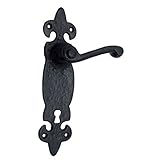 Adonai Hardware Azor Black Iron Door Handle with Plate