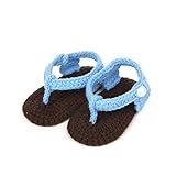Baby Newborn Toddler Infant Prewalker Hand-knitted Wool Crochet Crib Sandal Shoes ベビー・ガールズ カラー: ブルー