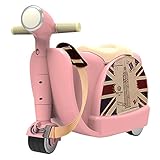GrowthPic 子供用スーツケース かばん キャリーバッグ 車型キャリーケース 女の子 こどもトランク 機内持ち込み 収納ケース 小物入れ 乗用玩具(ピンク)