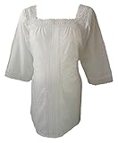 Nokweeman レディーズ Bohemian Lace マタニティ シャツ ブラウス (XS, 白 White)