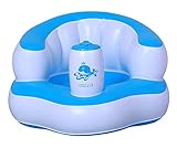 ふかふかベビーチェア 首がすわってから使えるバスチェア バスソファ ポンプアップ ヘッドレスト (ブルー)