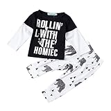 Newborn Infant Baby Boy Long Sleeve 2Pcs T-shirt + Pants Clothing Set 110CM