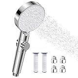 WIZOZIシャワーヘッド ミスト シャワー80%節水 増圧 一時止水 ABS 5階段モード 極細水流 勢いアップ ヒホウ ファインバブル