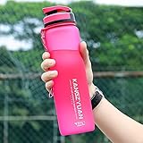 ボトル 水筒 ポータブルストロースポーツウォーターボトル フィルター付き 650 1000ml BPAフリー プラスチックウォーターボトル 自転車 大人 子ども アウトドア スポーツ 登山用/キャンプ/ランニング/ジム/ (1000ml,pink-ピンク)